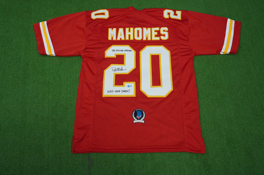 PAT PATRICK MAHOMES SR SIGNED JERSEY KC CHIEFS w/The OG Who'sYourDaddy BAS
