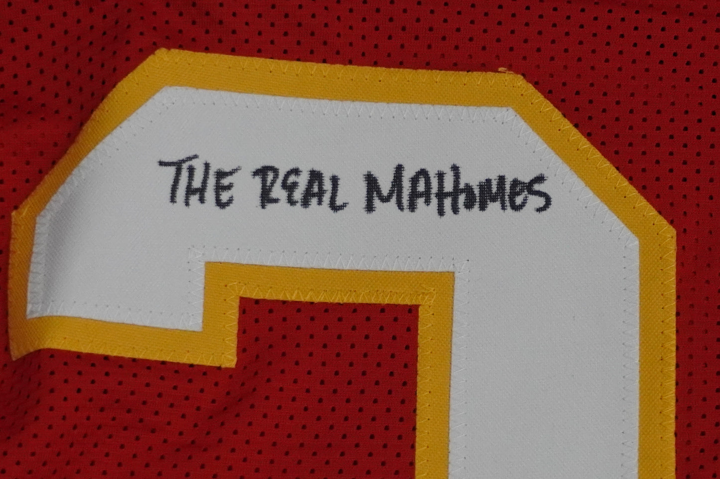 PAT PATRICK MAHOMES SR SIGNED JERSEY KC CHIEFS w/The Real Who'sYourDaddy BAS