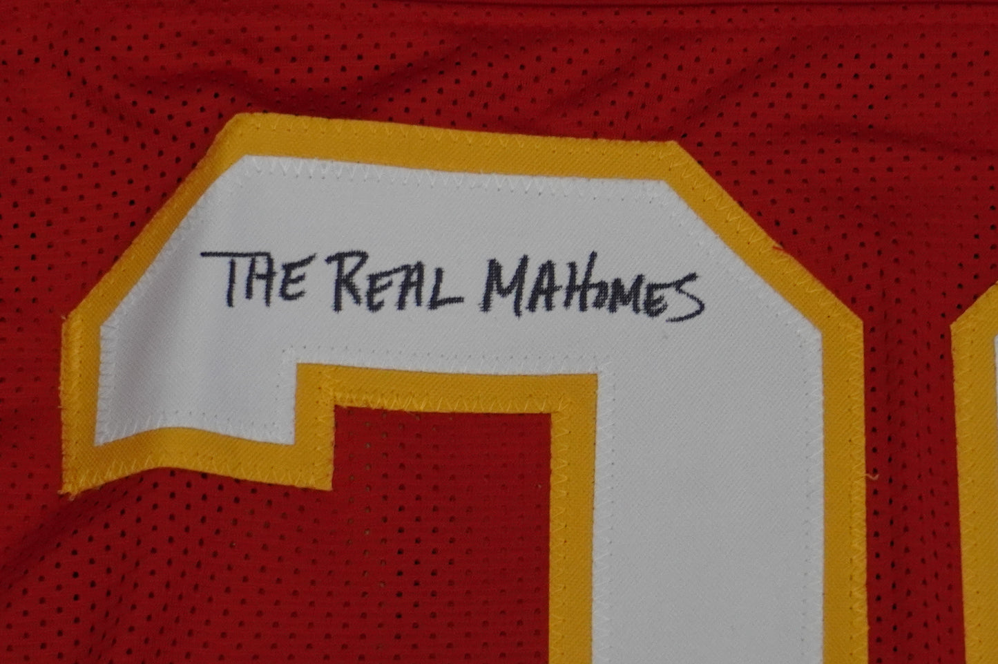 PAT PATRICK MAHOMES SR SIGNED JERSEY KC CHIEFS w/The Real Who'sYourDaddy BAS