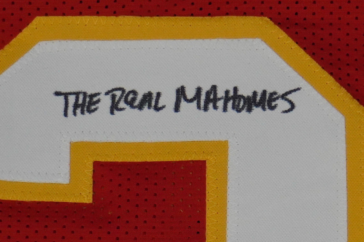 PAT PATRICK MAHOMES SR SIGNED JERSEY KC CHIEFS w/The Real Who'sYourDaddy BAS