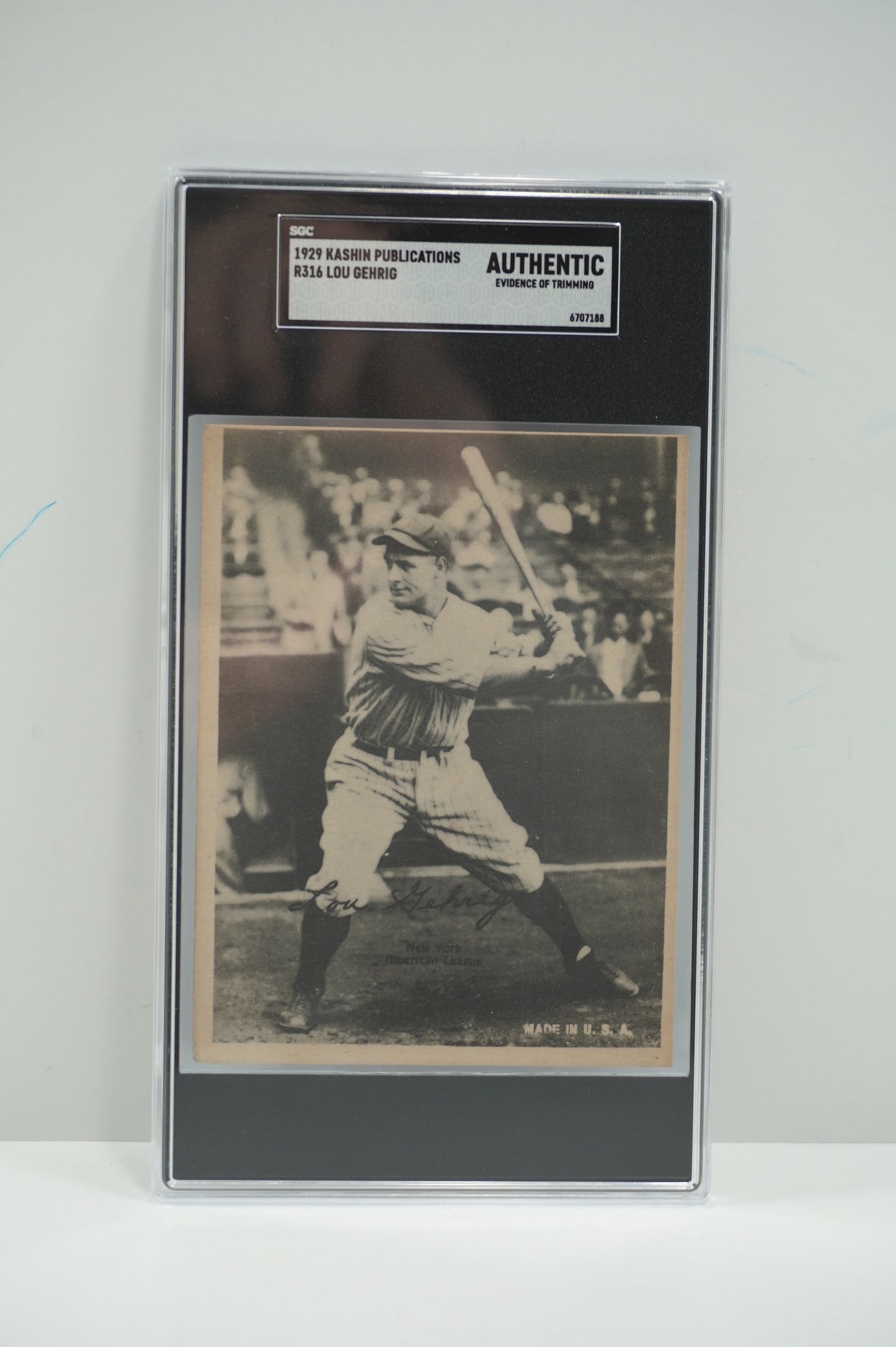 1929 Kashin Lou Gehrig SGC Authentic