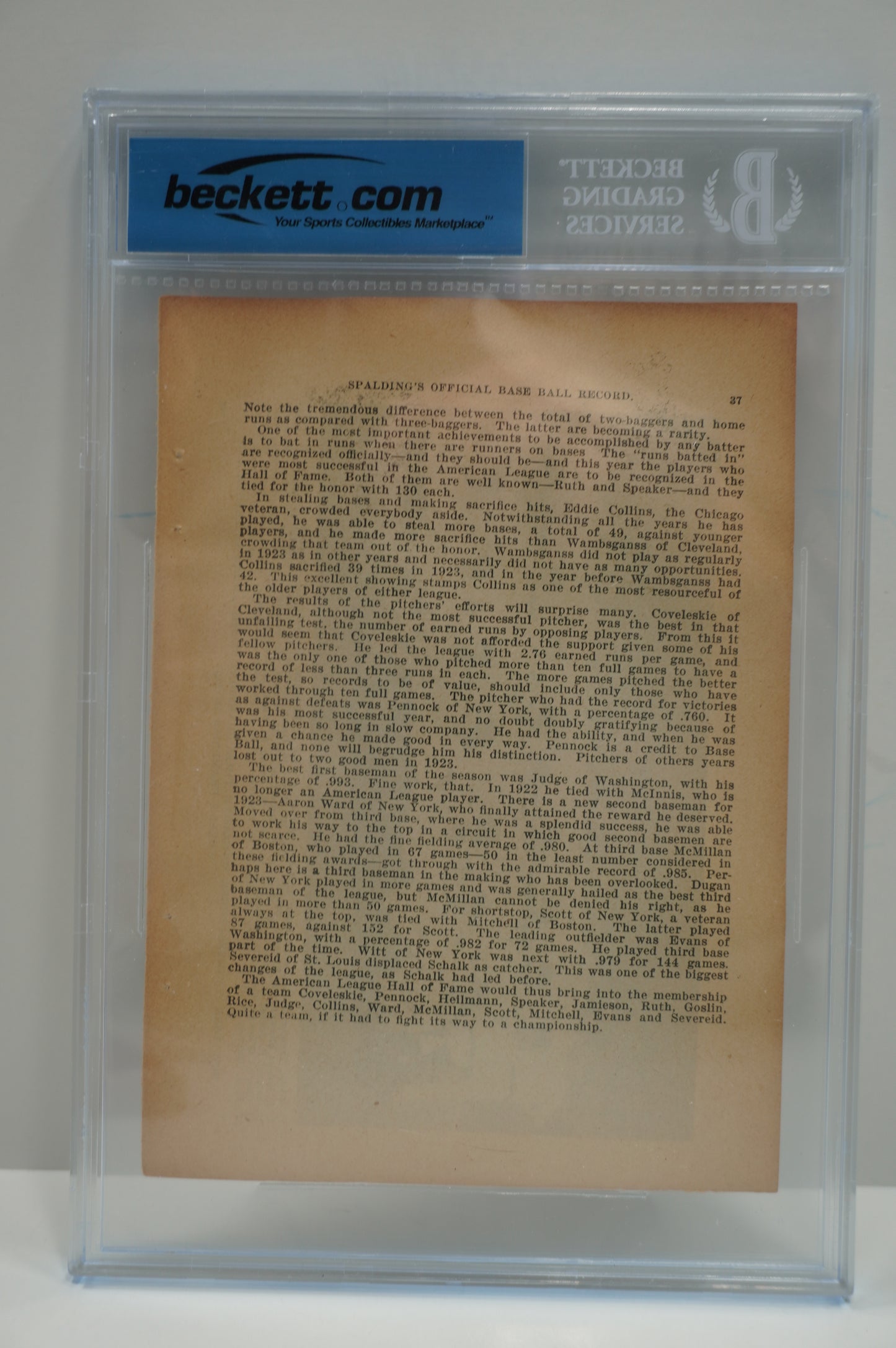 1924 Spalding baseball Yankee's SGC Authentic