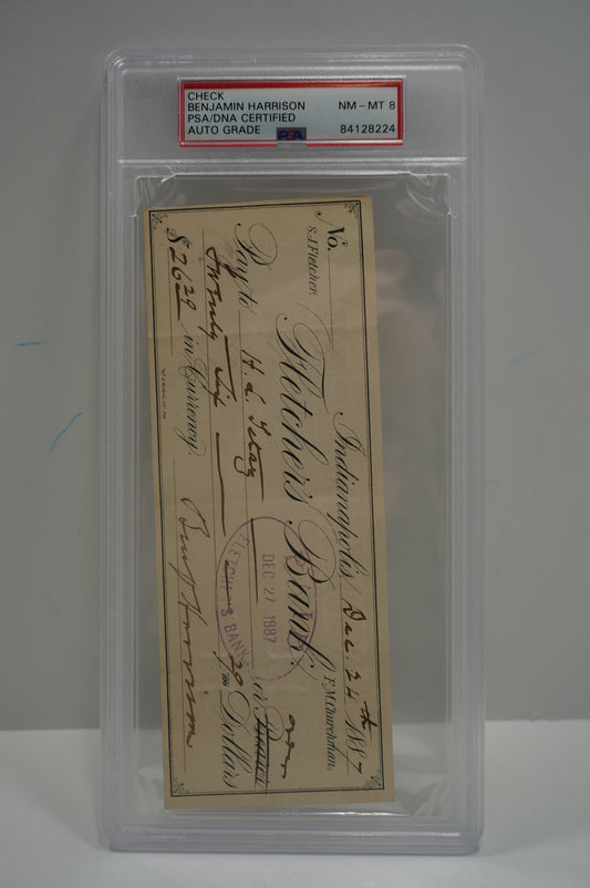 Benjamin Harrison Check PSA 8