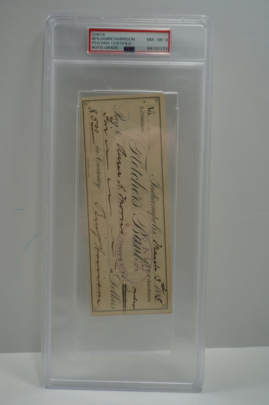 Benjamin Harrison Check PSA 8