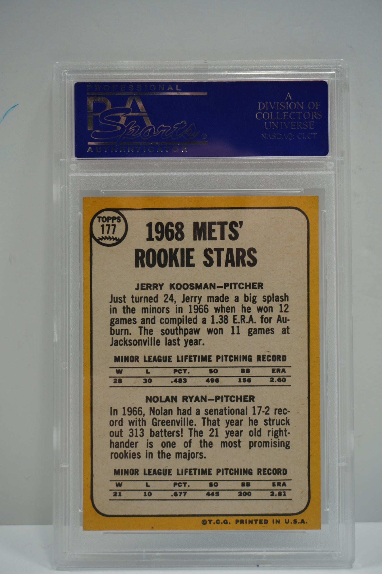 1968 Mets Rookies Ryan PSA 9 OC