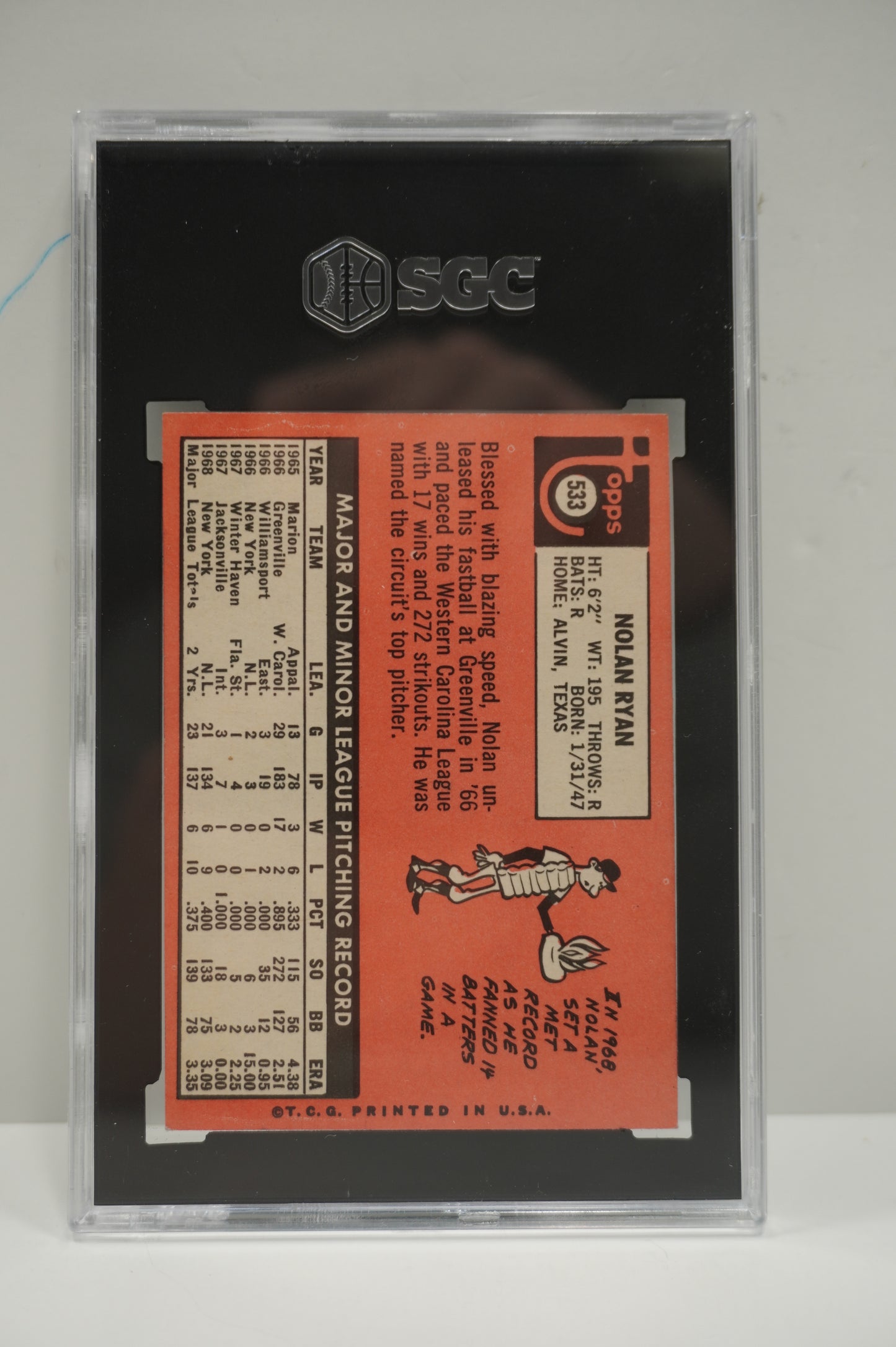 1969 TOPPS Nolan Ryan NEW YORK NY METS SGC 4.5 Angels Astros Rangers #533