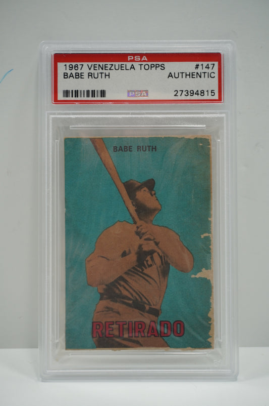 1967 VENEZUELA TOPPS Babe Ruth PSA Authentic NEW YORK YANKEES Red Sox #147