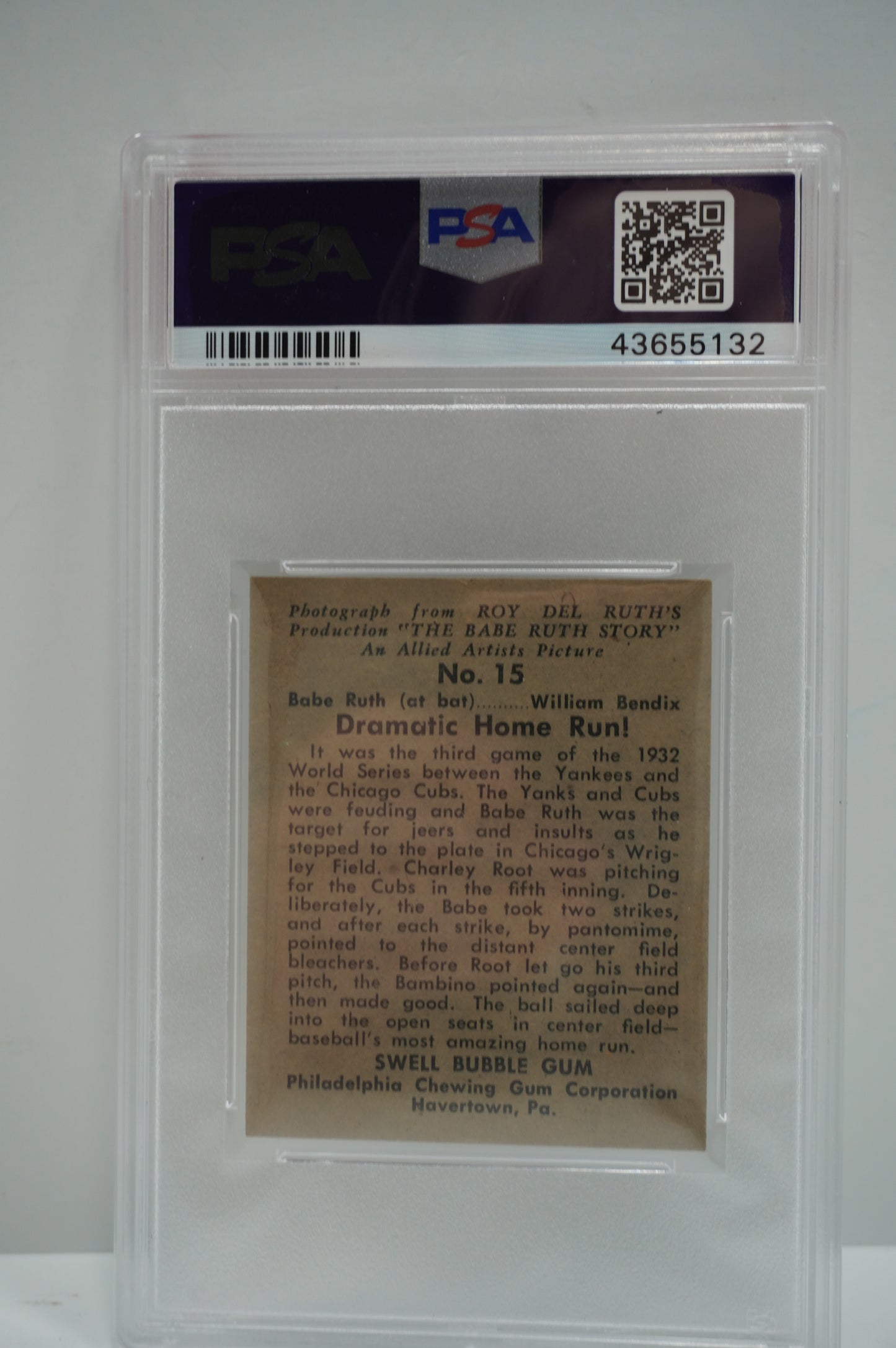 1948 SWELL BABE RUTH STORY Dramatic Home Run #15 PSA 6 NEW YORK YANKEES