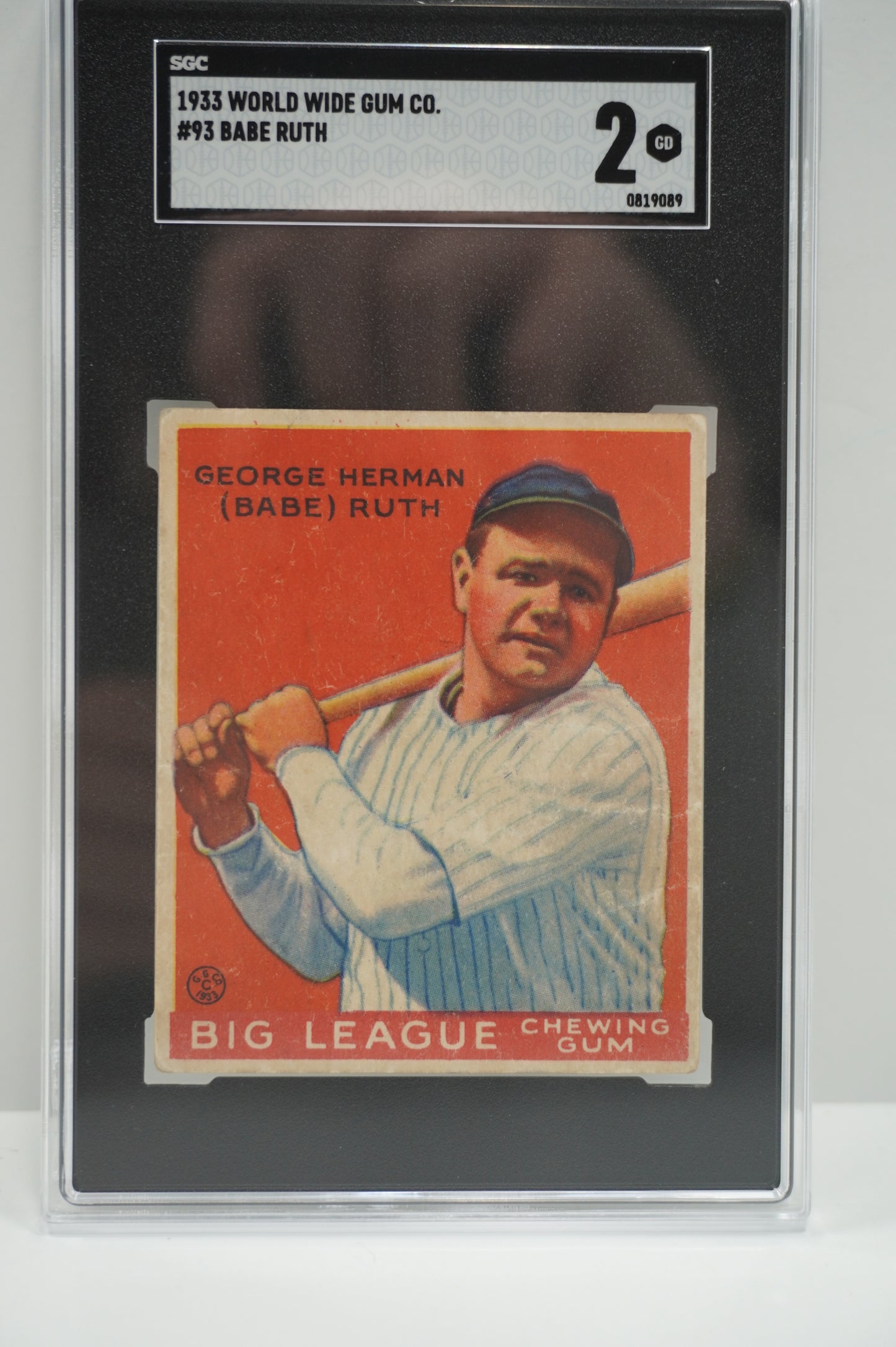 1933 WORLD WIDE GUM CO. Babe Ruth SGC 2 #93 NEW YORK NY YANKEES