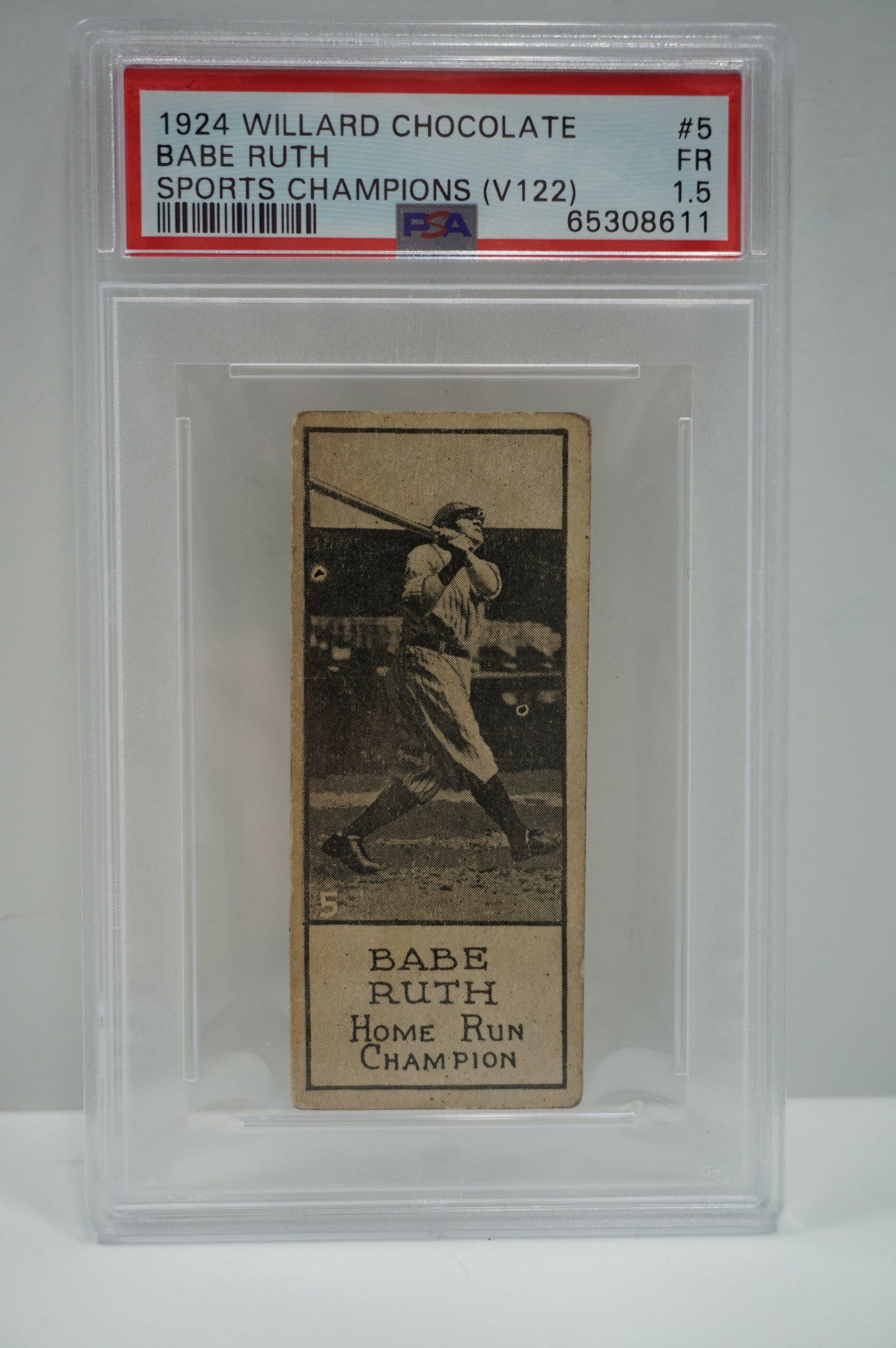 1924 WILLARD CHOCOLATE Babe Ruth SPORTS CHAMPIONS V122 #5 PSA 1.5