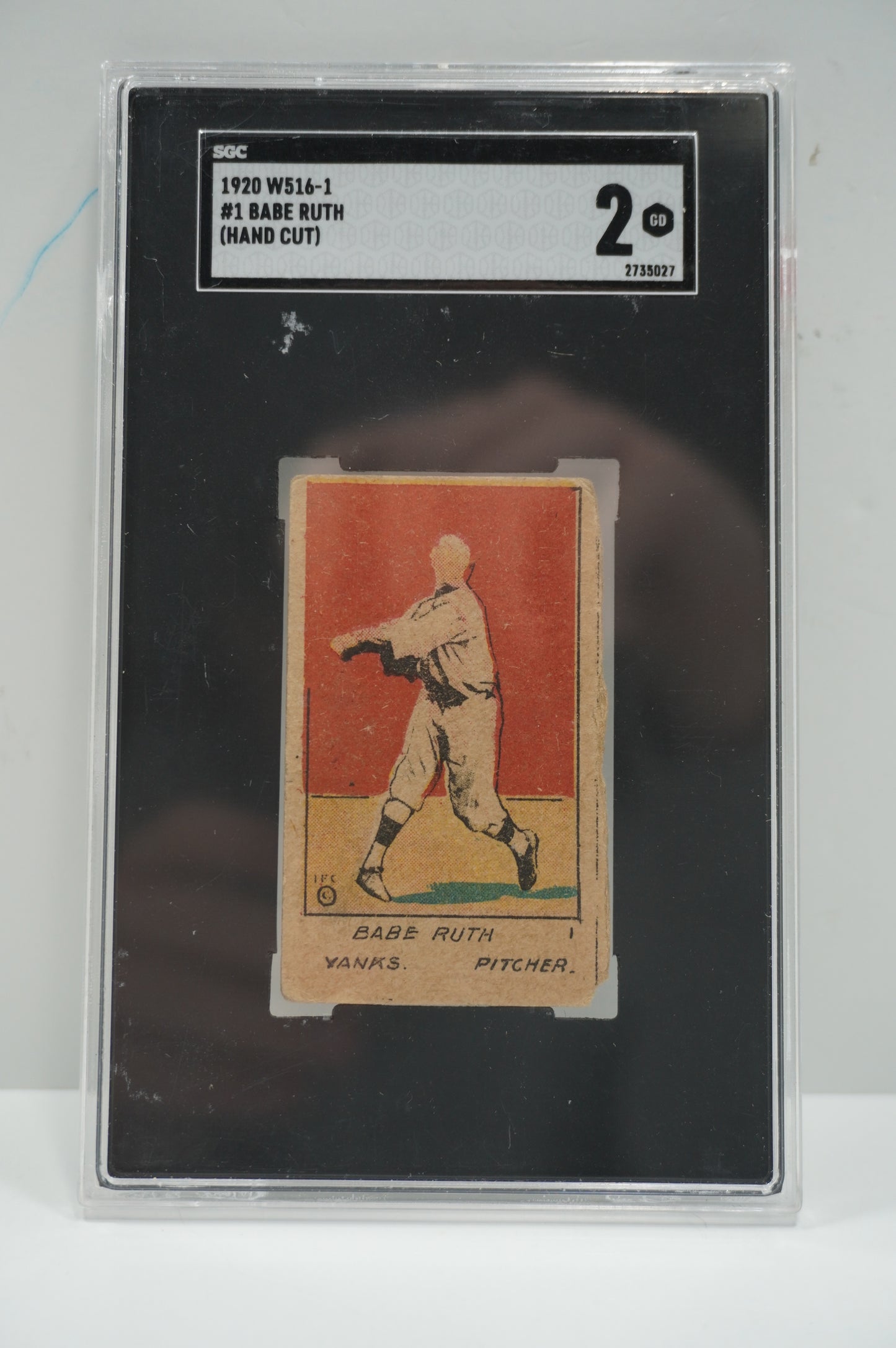 1920 W516-1 Babe Ruth ERROR NO FACE ON FRONT #1 HAND CUT SGC 2 PITCHER