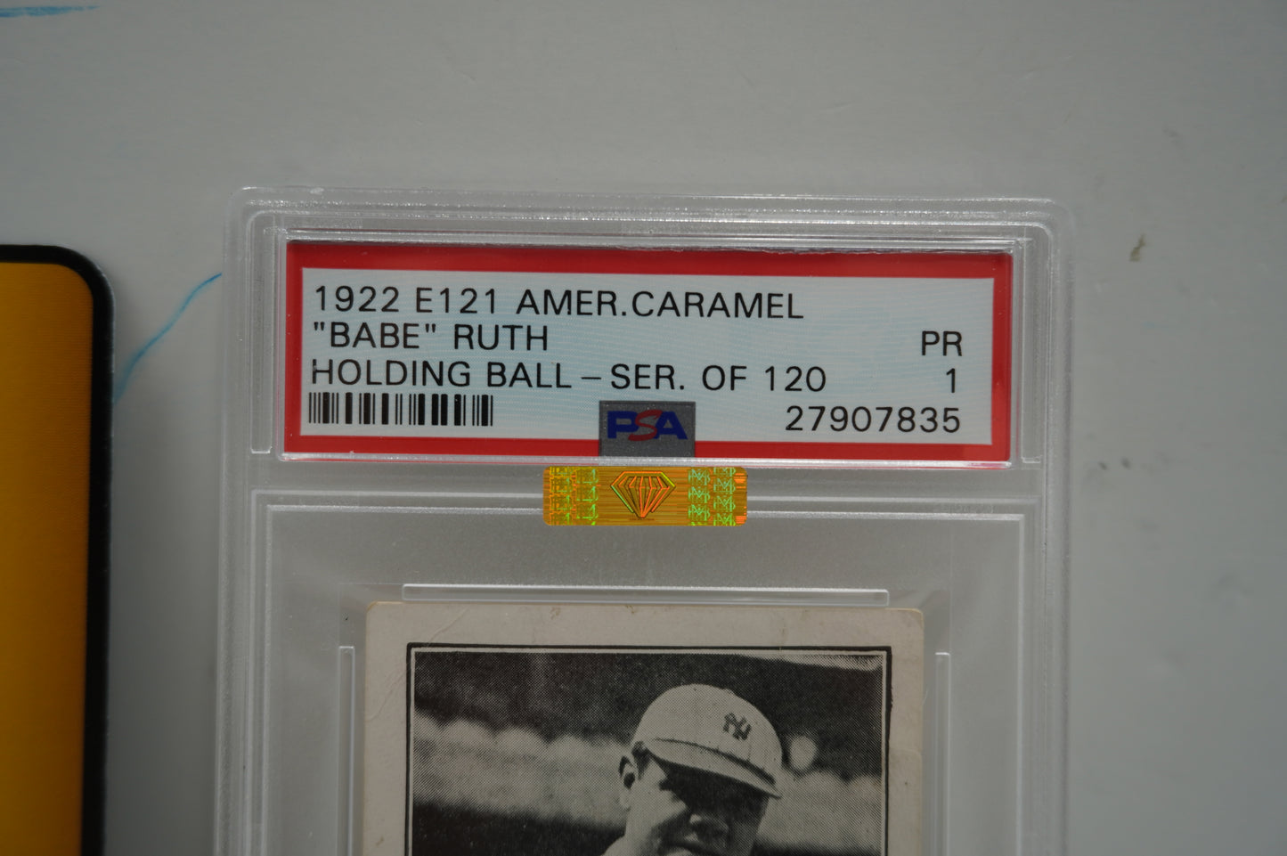 1922 E121 AMERICAN CARAMEL Babe Ruth HOLDING BALL PSA 1 MIKE BAKER GOLD DIAM