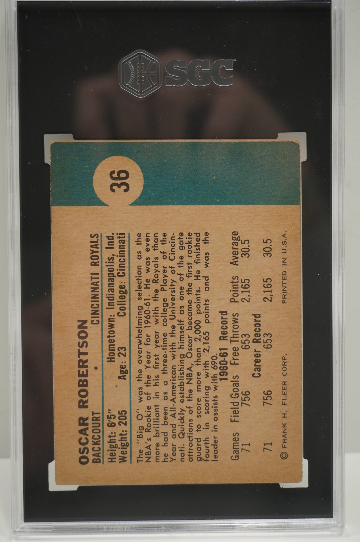 1961-62 FLEER Oscar Robinson #36 SGC 6 CINCINNATI ROYALS