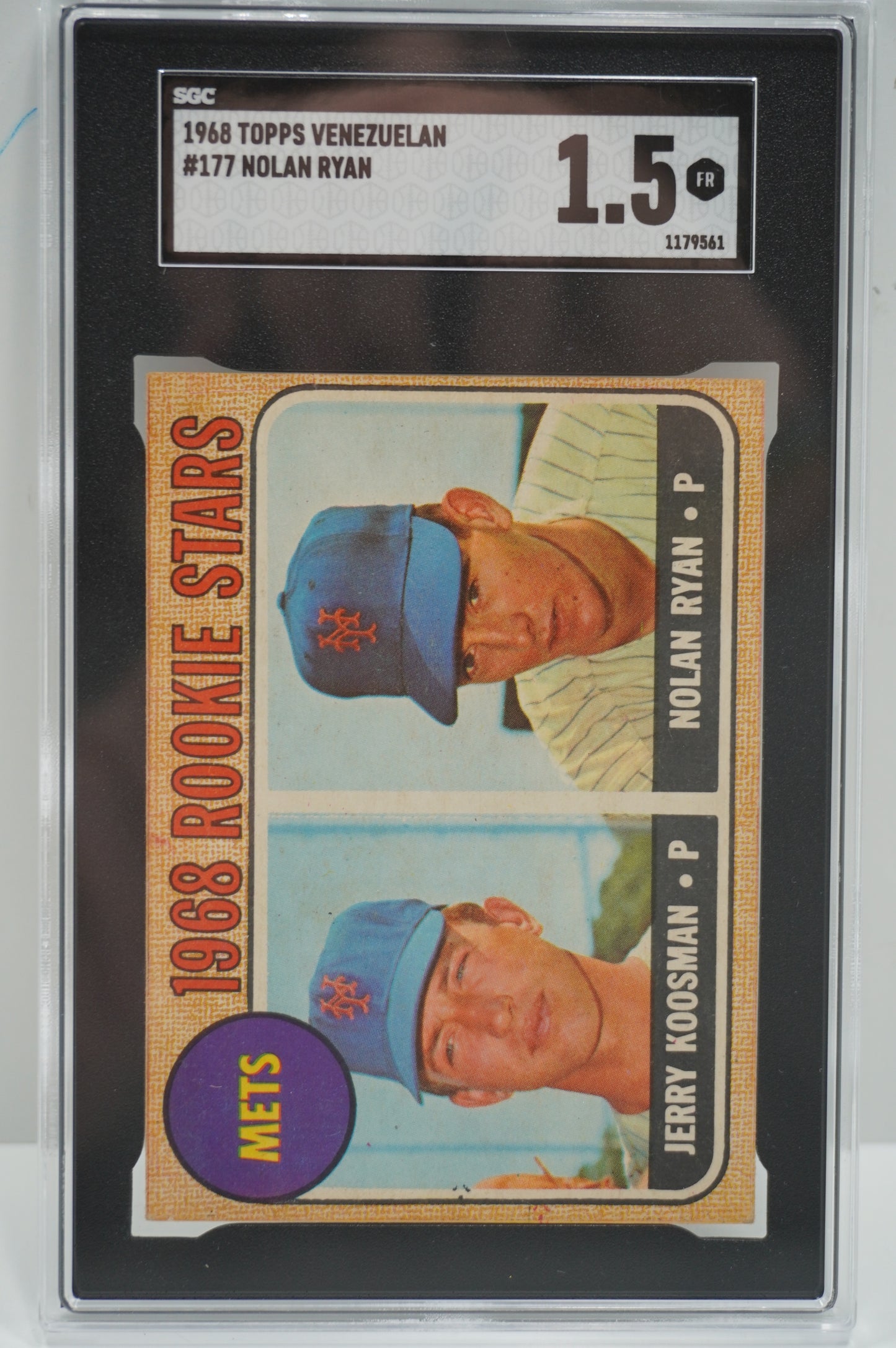 1968 TOPPS VENEZUELAN Nolan Ryan Jerry Koosman #177 SGC 1.5 NEW YORK NY METS
