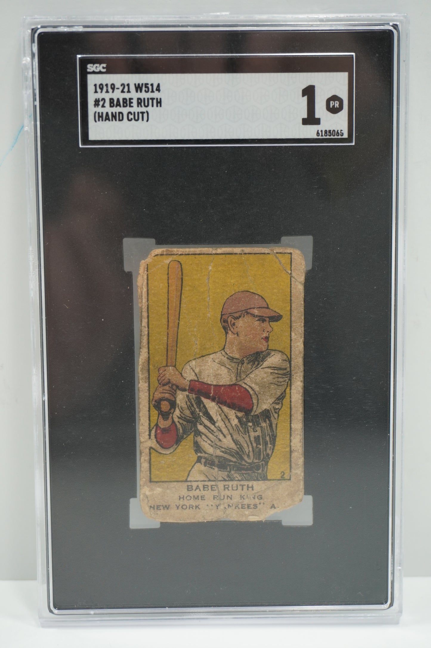 1919-21 W514 Babe Ruth #2 HAND CUT SGC 1 NEW YORK NY YANKEES