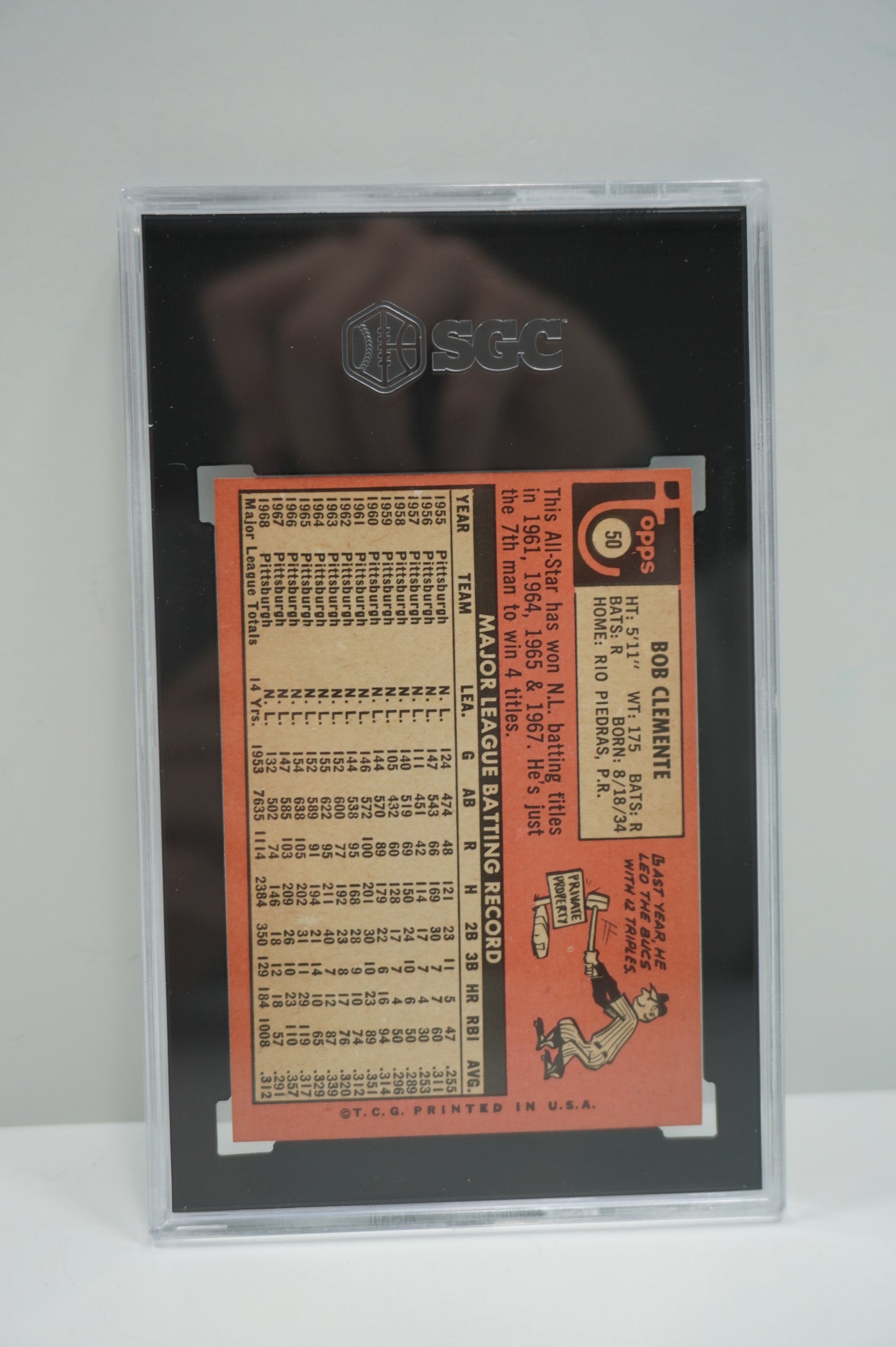 1969 TOPPS Roberto Bob Clemente #50 SGC 7.5 PITTSBURGH PIRATES