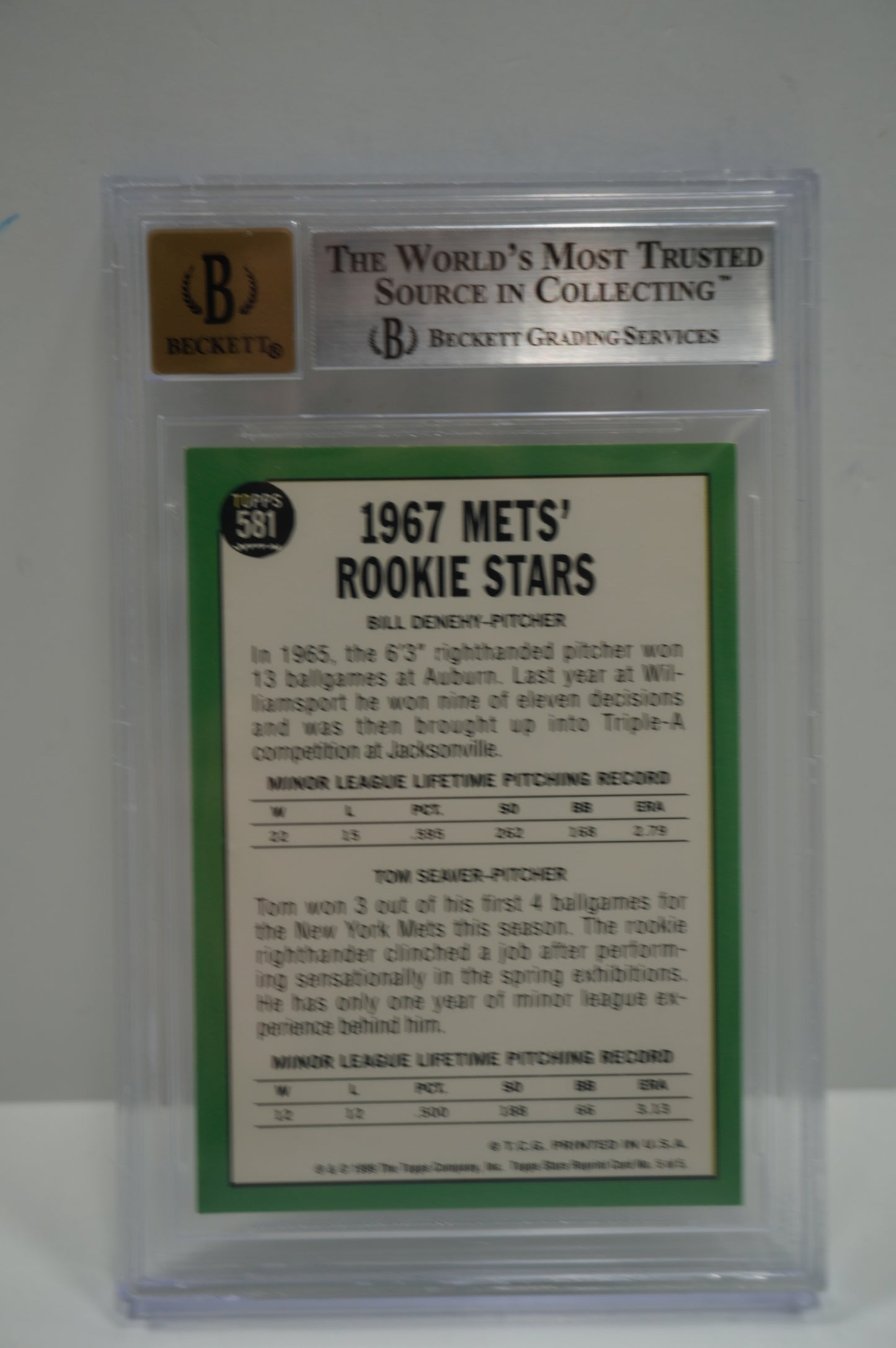 1999 TOPPS STARS ROOKIE REPRINTS Tom Seaver #5 BGS 8.5 AUTO 10 METS