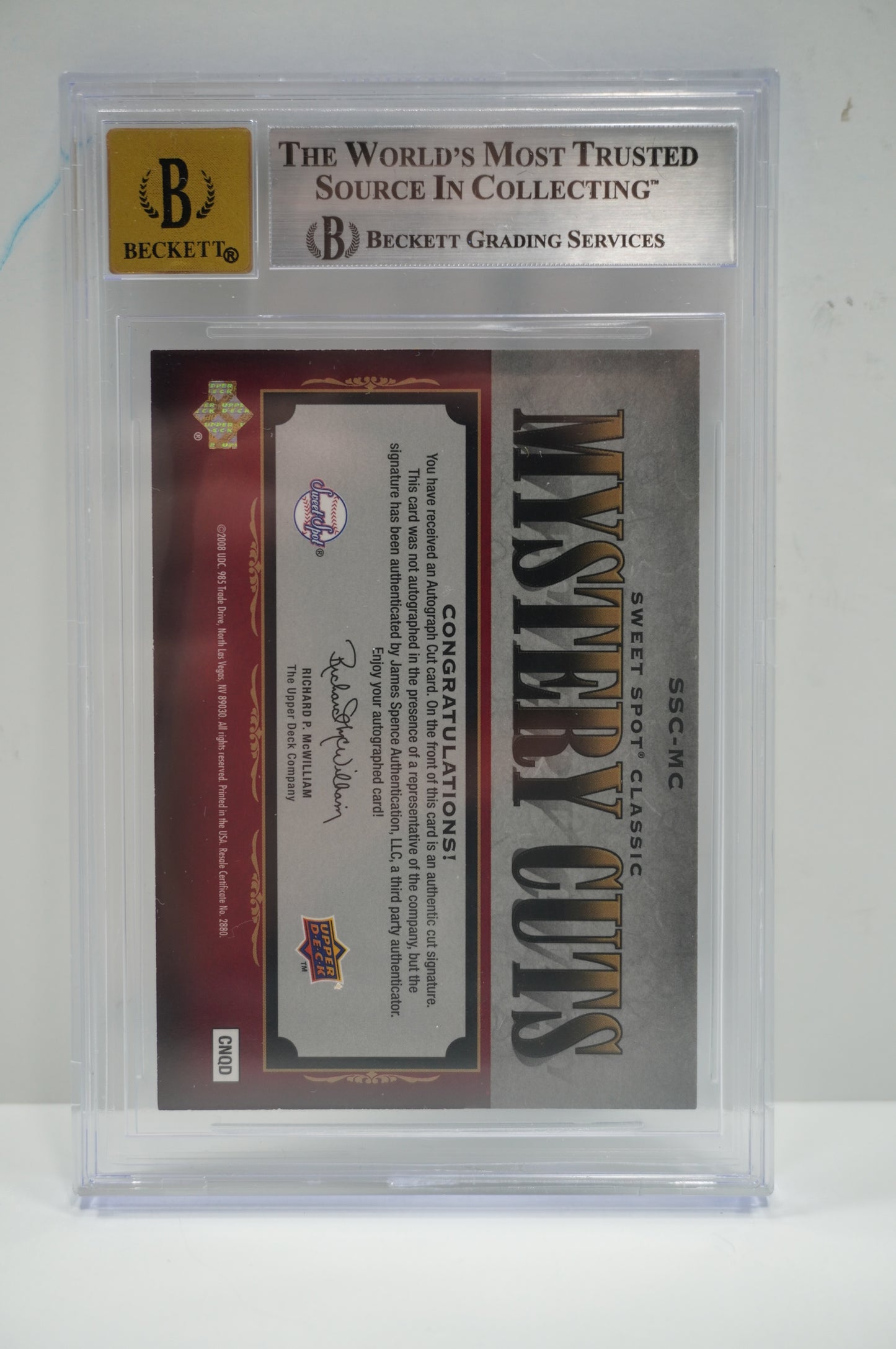 2008 UPPER DECK SWEET SPOT MYSTERY CUTS Jacqueline Kennedy BGS 8.5 AUTO 10 1/1