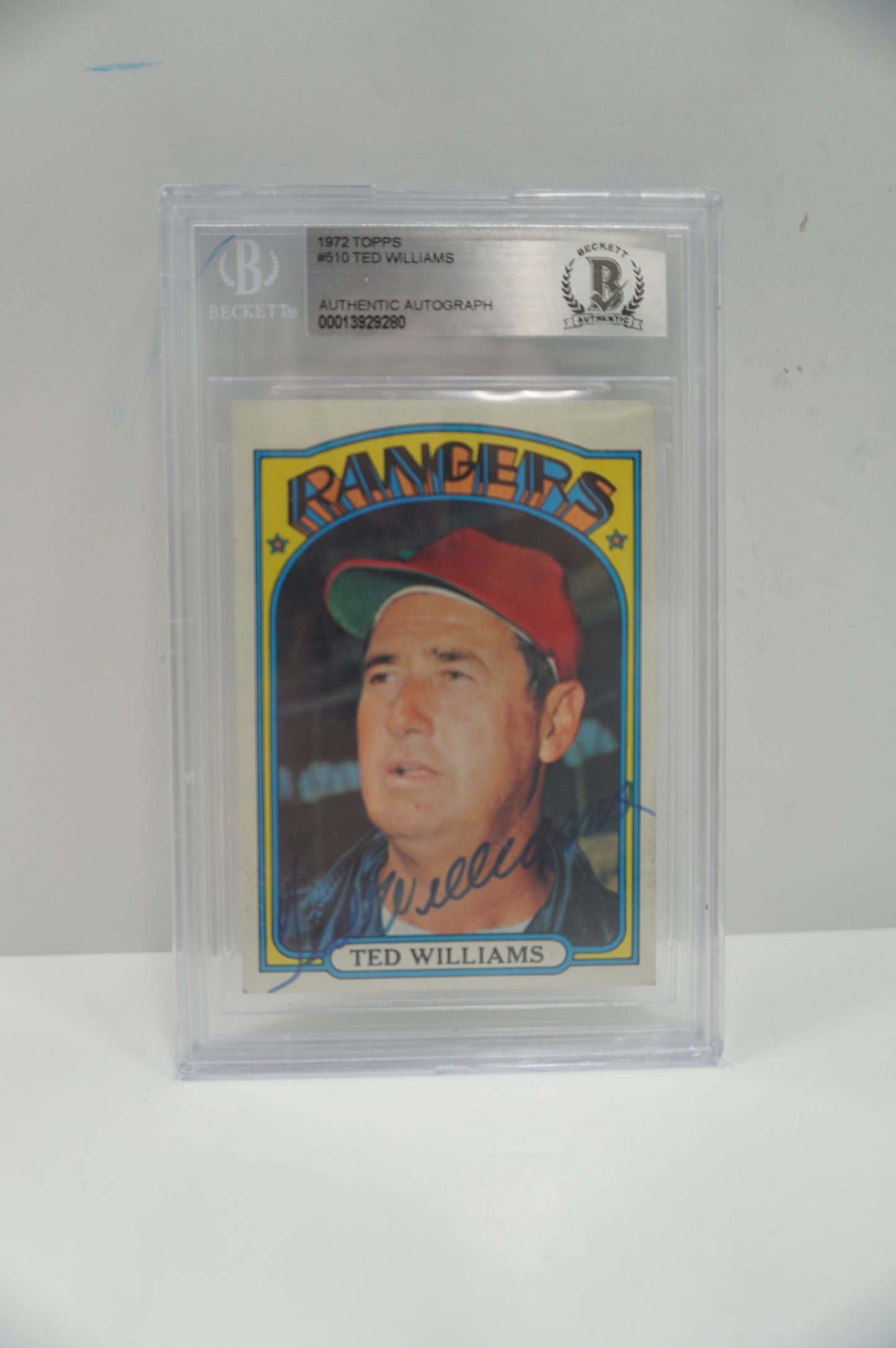 1972 TOPPS Ted Williams SIGNED #510 BAS Slab TEXAS RANGERS BOSTON RED SOX