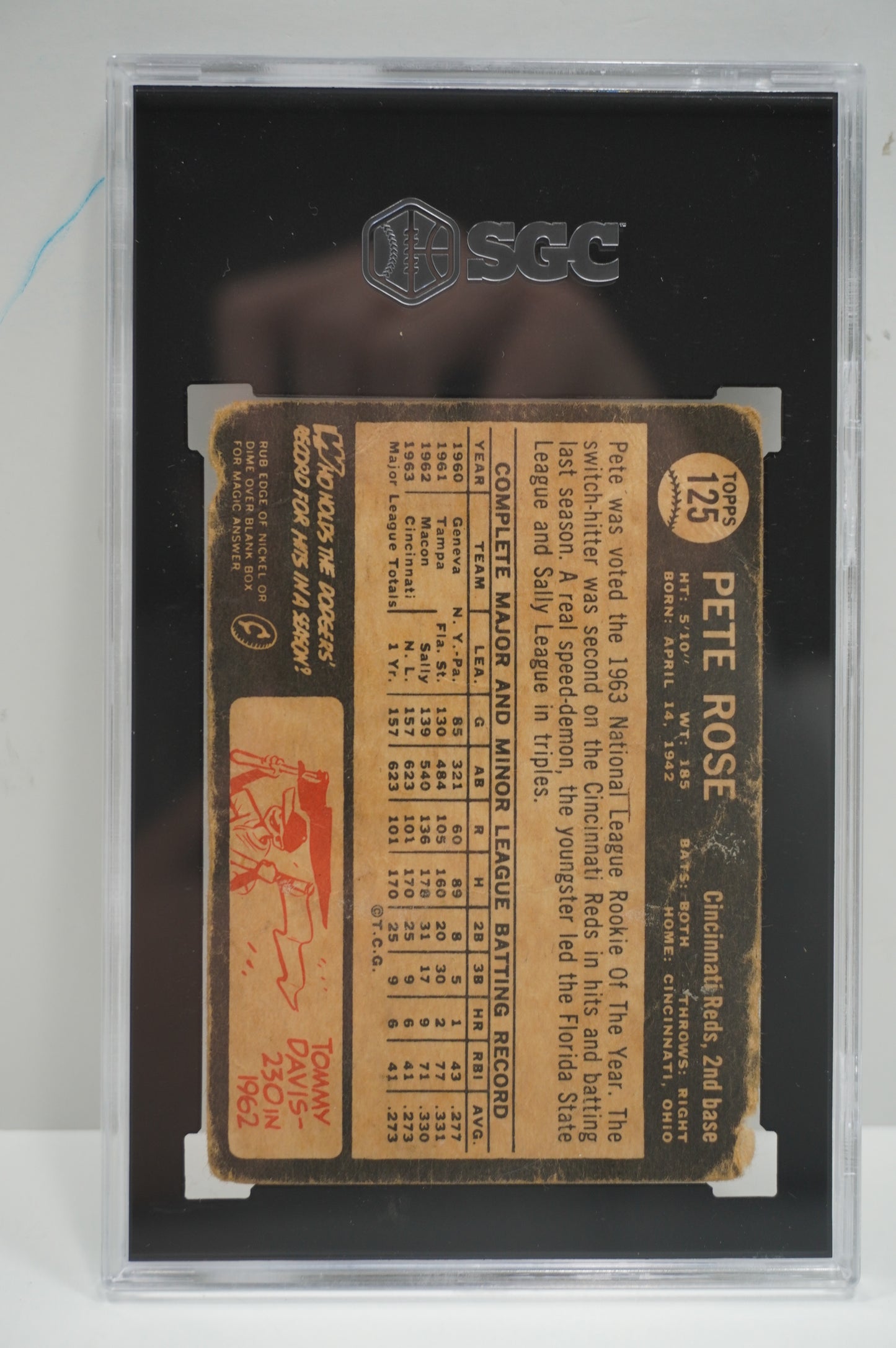 1964 TOPPS VENEZUELAN Pete Rose #125 SGC 1 CINCINNATI REDS