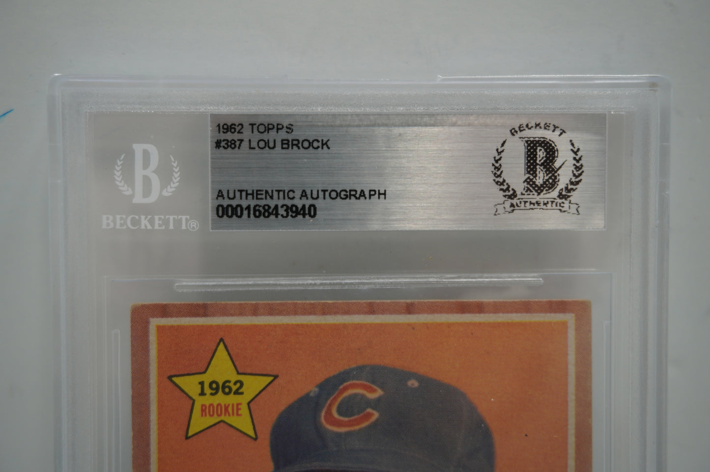 1962 TOPPS Lou Brock SIGNED BAS Slab CHICAGO CUBS ROOKIE