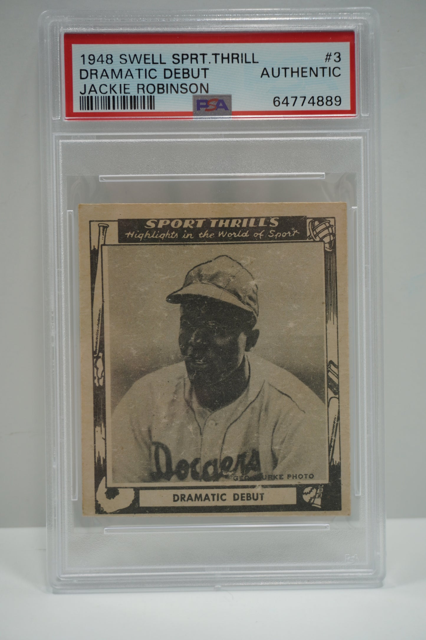 1948 SWELL SPORTS THRILLS DRAMATIC DEBUT Jackie Robinson #3 PSA Authentic