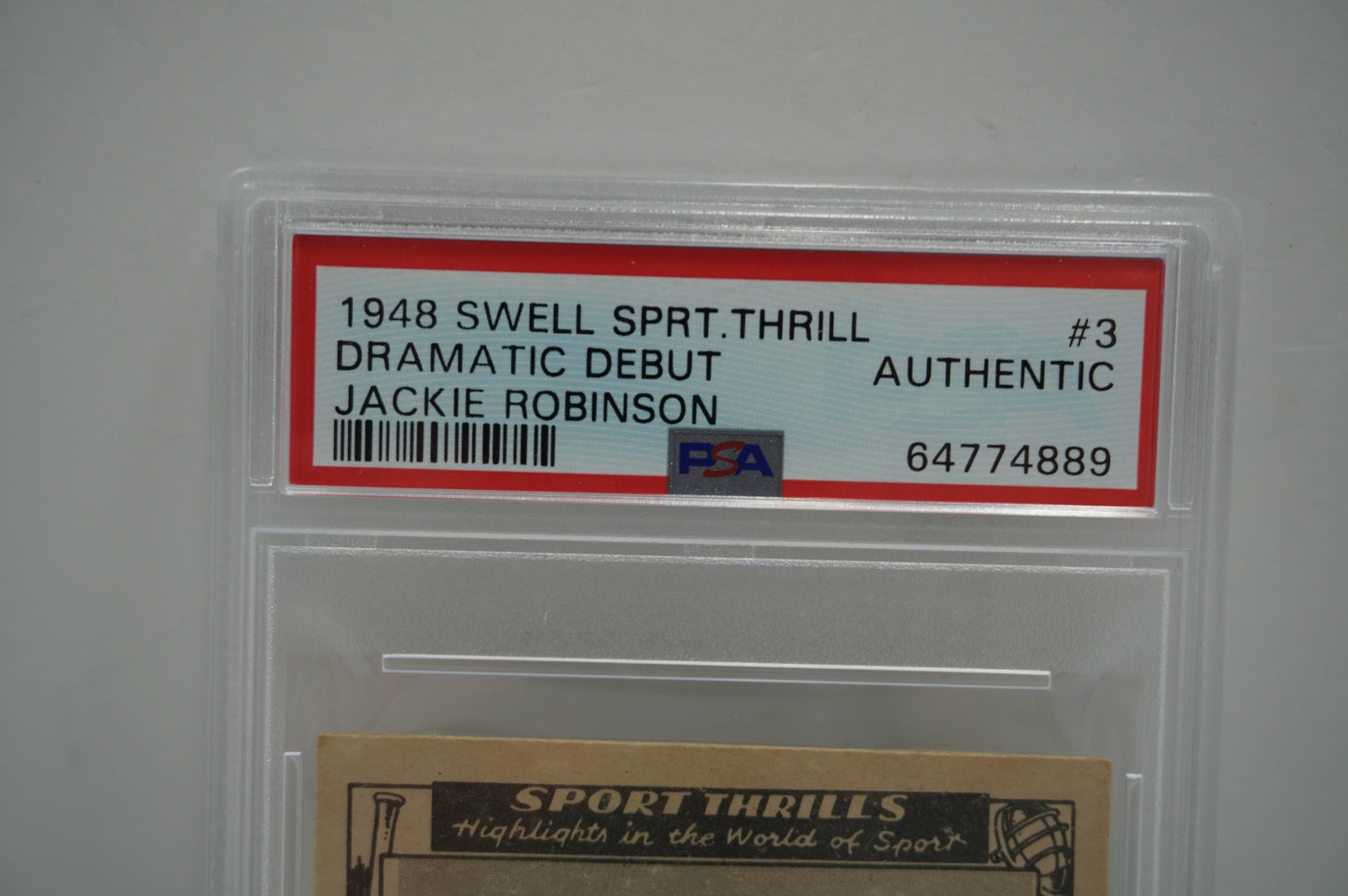 1948 SWELL SPORTS THRILLS DRAMATIC DEBUT Jackie Robinson #3 PSA Authentic
