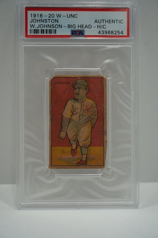 1916-20 W-UNC JOHNSTON Walter Johnson BIG HEAD Hand Cut PSA AUTHENTIC