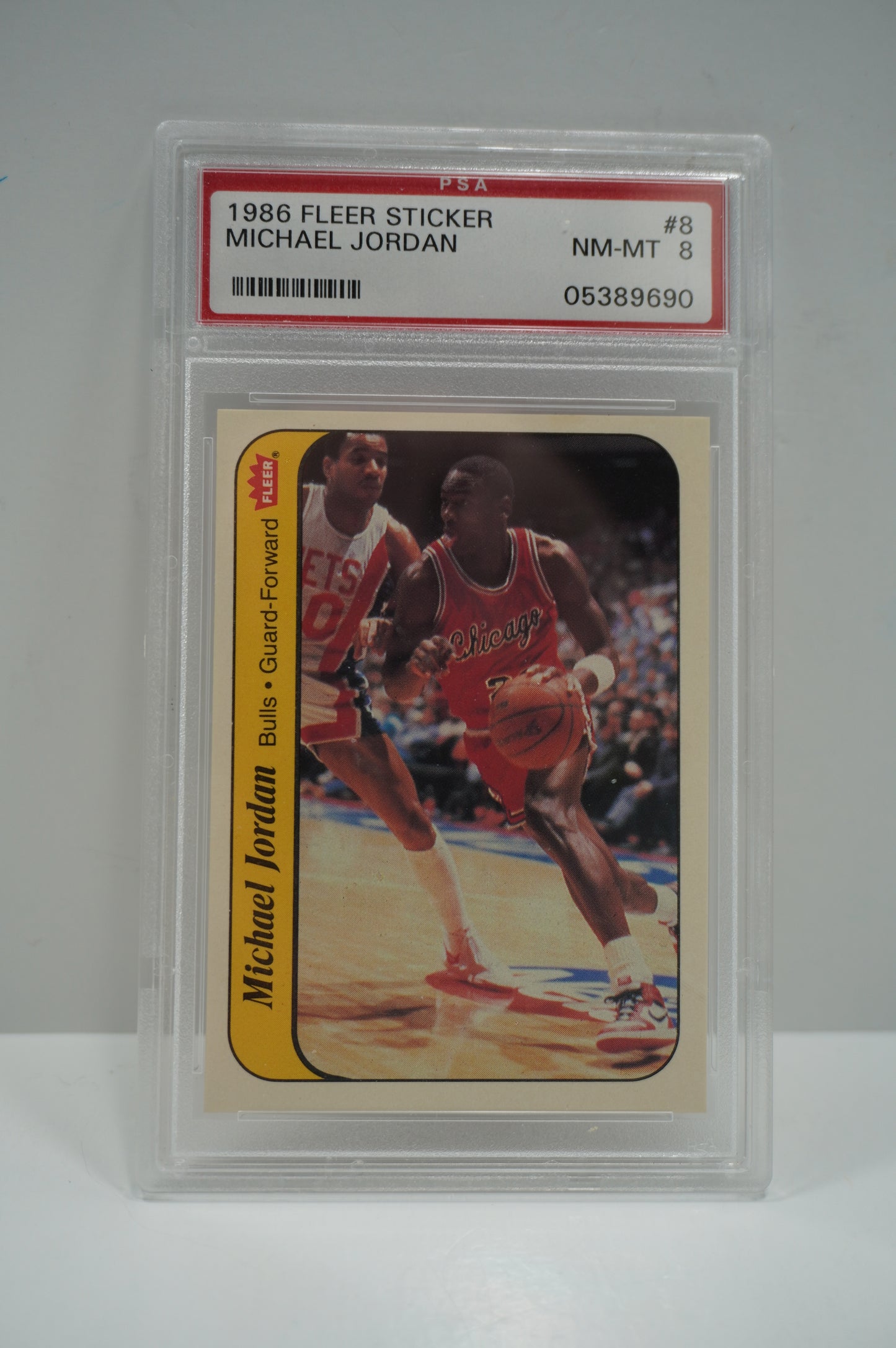 1986 Fleer Sticker Michael Jordan PSA 8