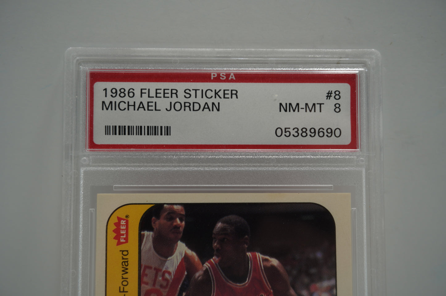1986 Fleer Sticker Michael Jordan PSA 8