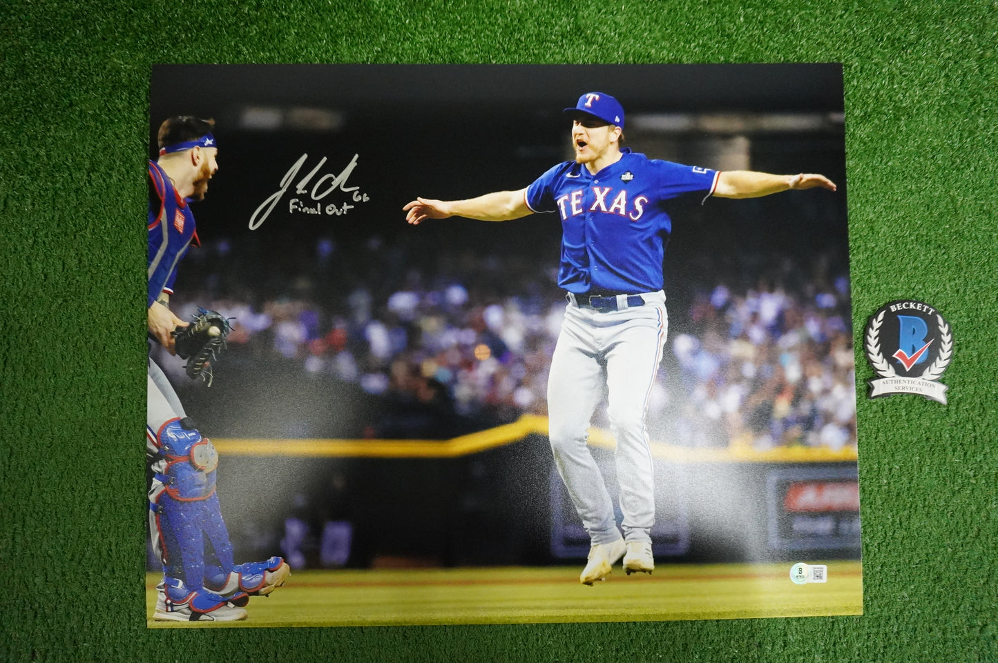 JOSH SBORZ TEXAS RANGERS SIGNED HORIZONTAL 16x20 PHOTO w/FinalOut INSC BAS