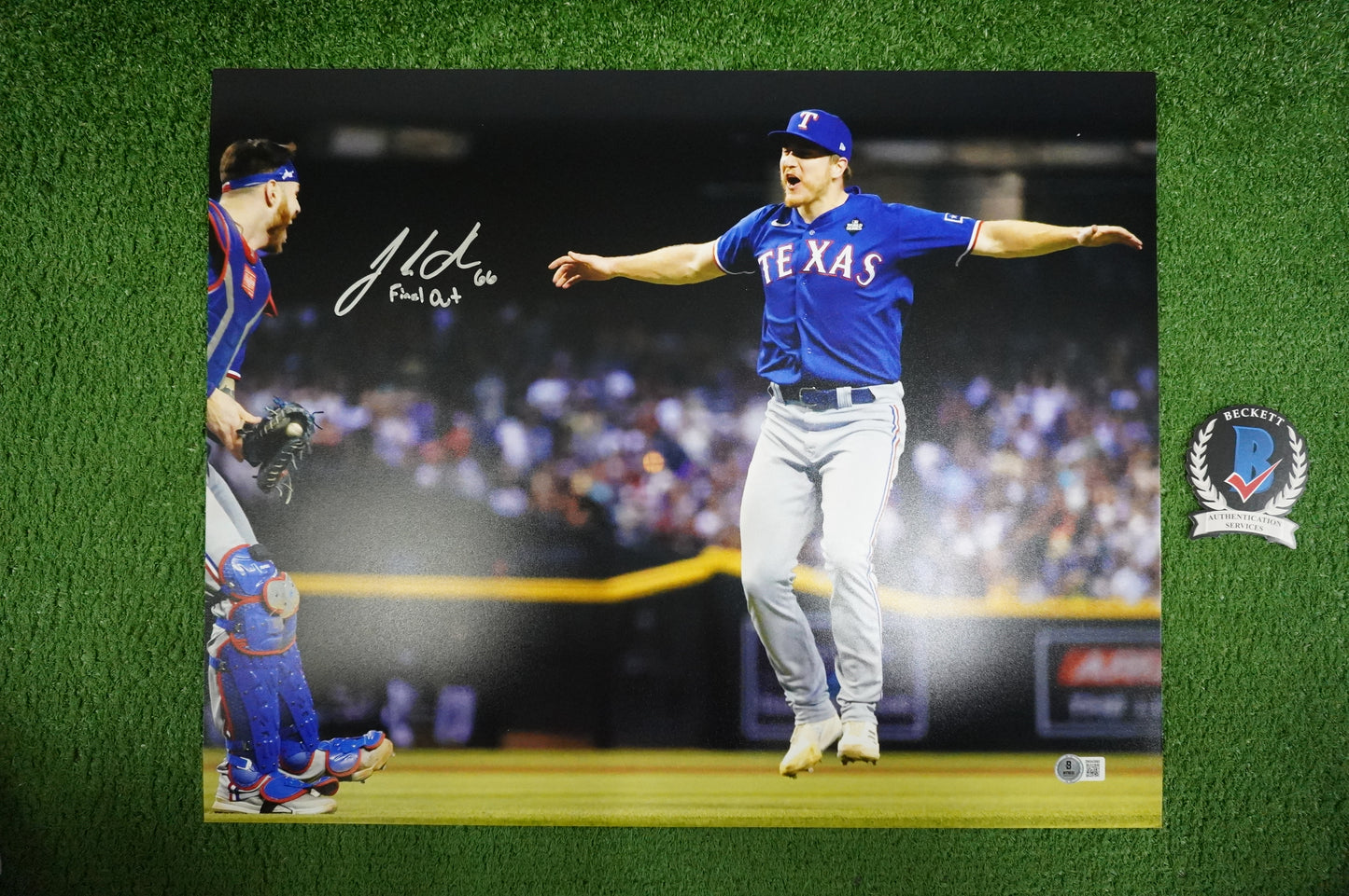 JOSH SBORZ TEXAS RANGERS SIGNED HORIZONTAL 16x20 PHOTO w/FinalOut INSC BAS