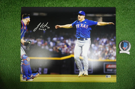 JOSH SBORZ TEXAS RANGERS SIGNED HORIZONTAL 16x20 PHOTO w/FinalOut INSC BAS