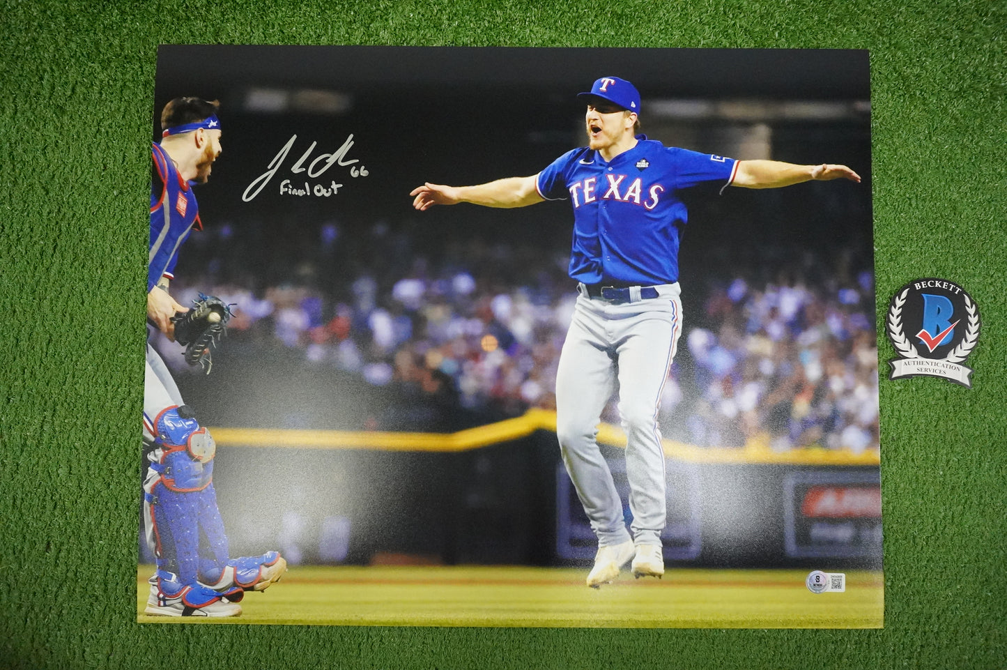 JOSH SBORZ TEXAS RANGERS SIGNED HORIZONTAL 16x20 PHOTO w/FinalOut INSC BAS