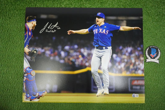JOSH SBORZ TEXAS RANGERS SIGNED HORIZONTAL 16x20 PHOTO w/FinalOut INSC BAS