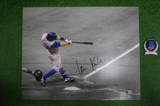 IAN KINSLER TEXAS RANGERS SIGNED 16x20 BATTING PHOTO BAS COA