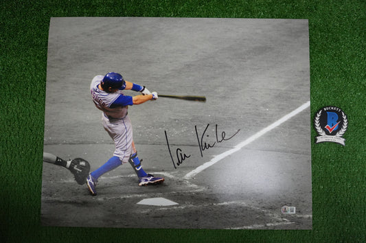 IAN KINSLER TEXAS RANGERS SIGNED 16x20 BATTING PHOTO BAS COA