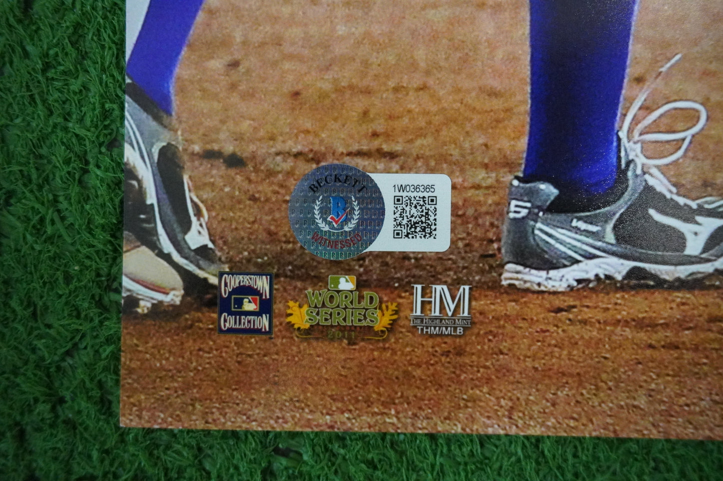 JOSH HAMILTON & MICHAEL YOUNG & IAN KINSLER TEXAS RANGERS SIGNED 16x20 BAS