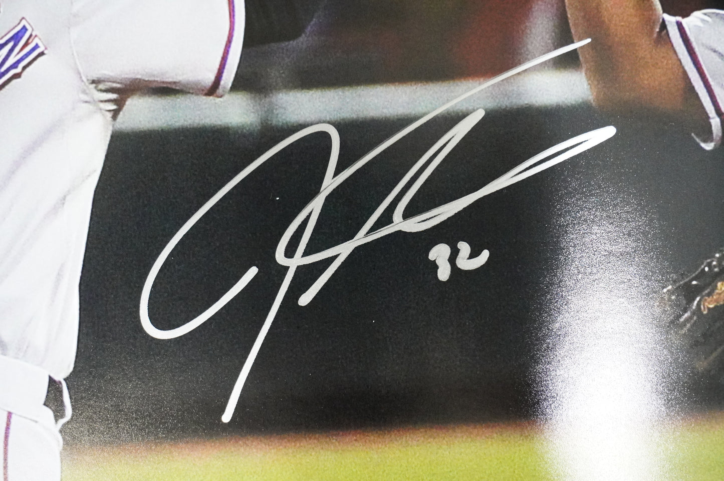 JOSH HAMILTON & MICHAEL YOUNG & IAN KINSLER TEXAS RANGERS SIGNED 16x20 BAS