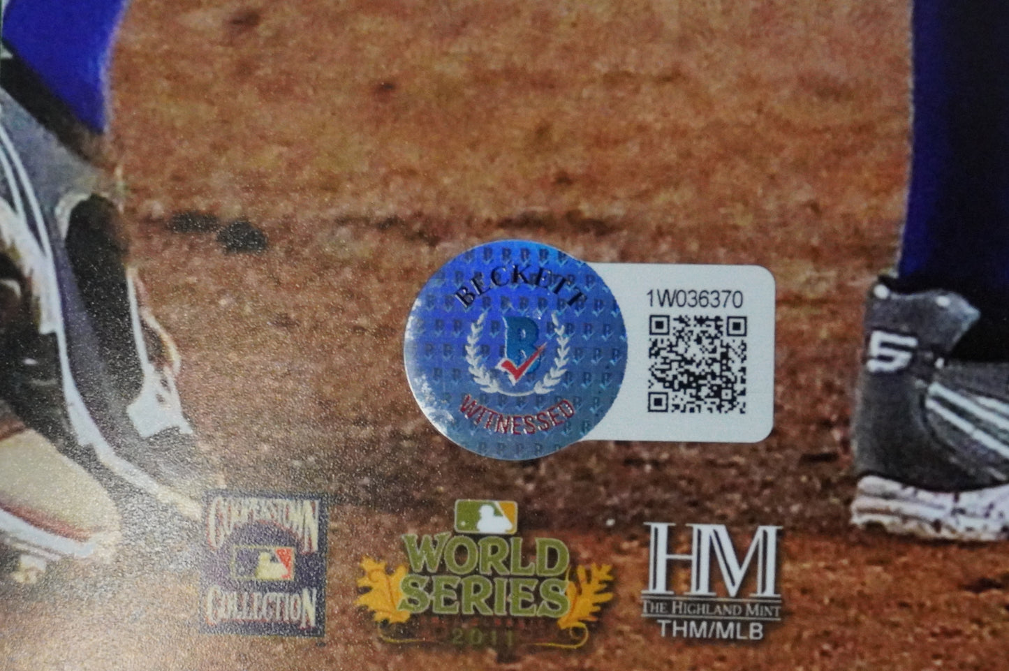 JOSH HAMILTON & MICHAEL YOUNG & IAN KINSLER TEXAS RANGERS SIGNED 16x20 BAS