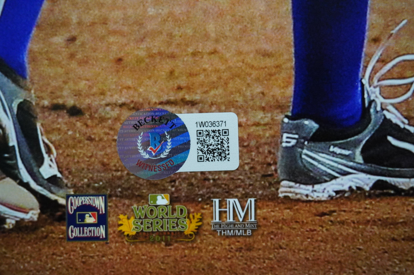 JOSH HAMILTON & MICHAEL YOUNG & IAN KINSLER TEXAS RANGERS SIGNED 16x20 BAS