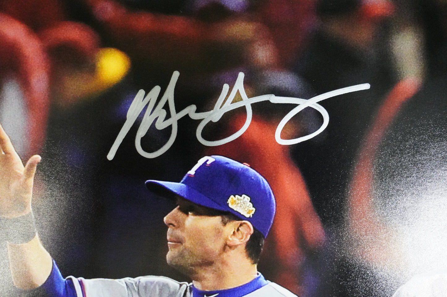JOSH HAMILTON & MICHAEL YOUNG & IAN KINSLER TEXAS RANGERS SIGNED 16x20 BAS