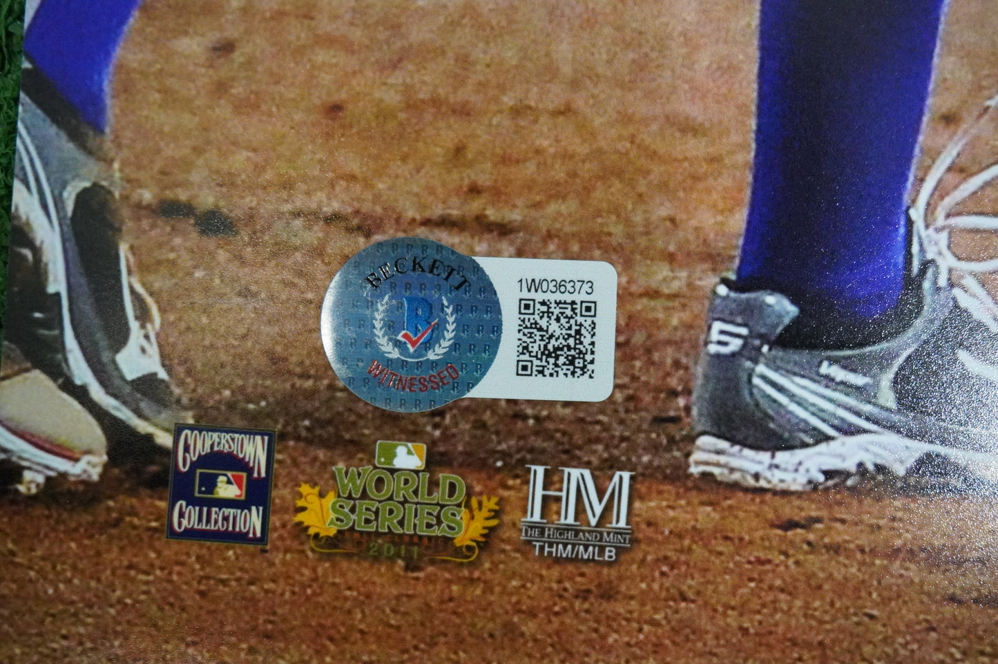 JOSH HAMILTON & MICHAEL YOUNG & IAN KINSLER TEXAS RANGERS SIGNED 16x20 BAS