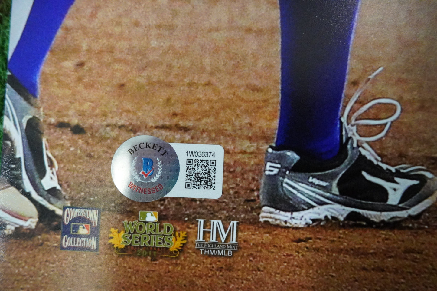 JOSH HAMILTON & MICHAEL YOUNG & IAN KINSLER TEXAS RANGERS SIGNED 16x20 BAS