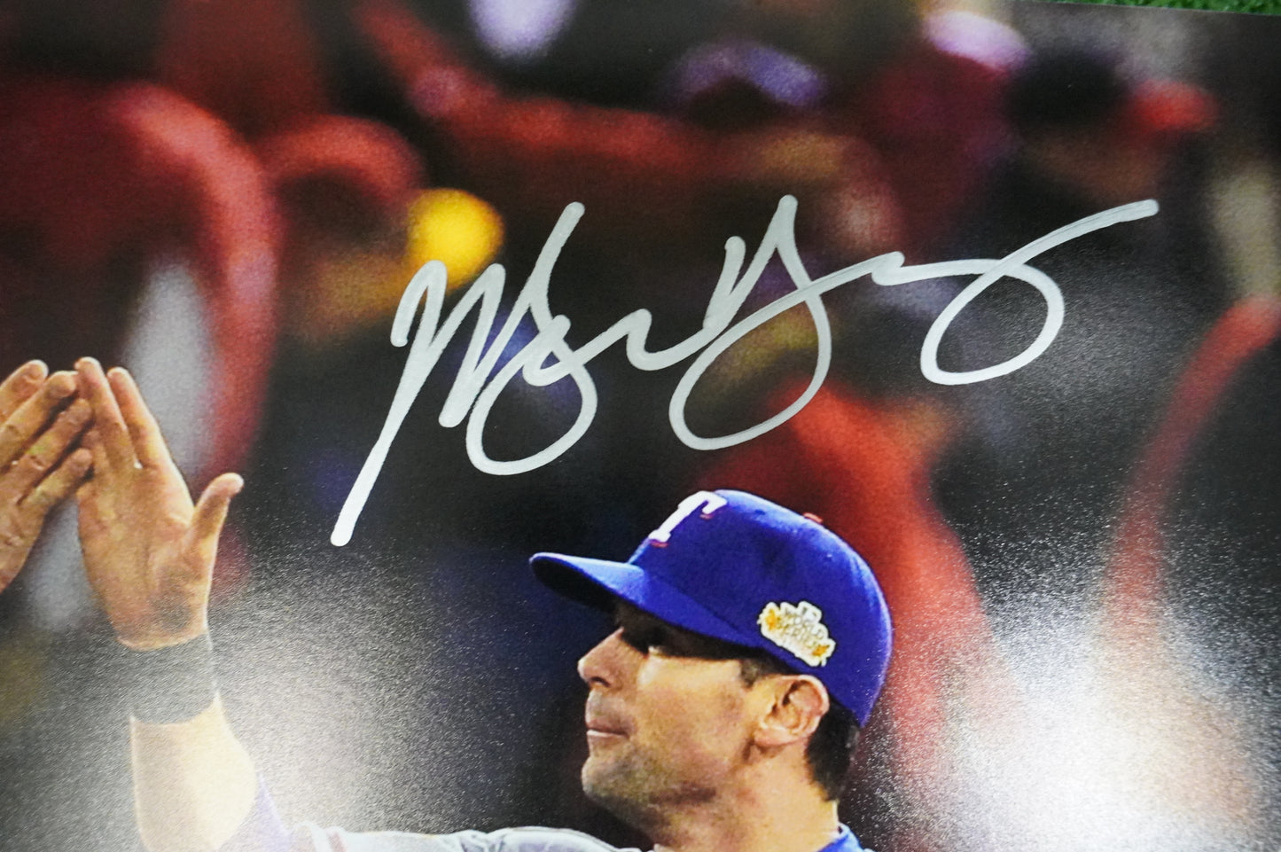 JOSH HAMILTON & MICHAEL YOUNG & IAN KINSLER TEXAS RANGERS SIGNED 16x20 BAS