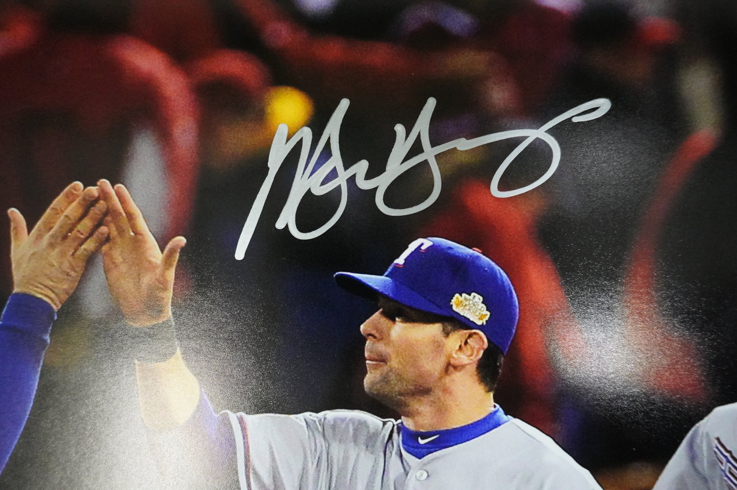 JOSH HAMILTON & MICHAEL YOUNG & IAN KINSLER TEXAS RANGERS SIGNED 16x20 BAS