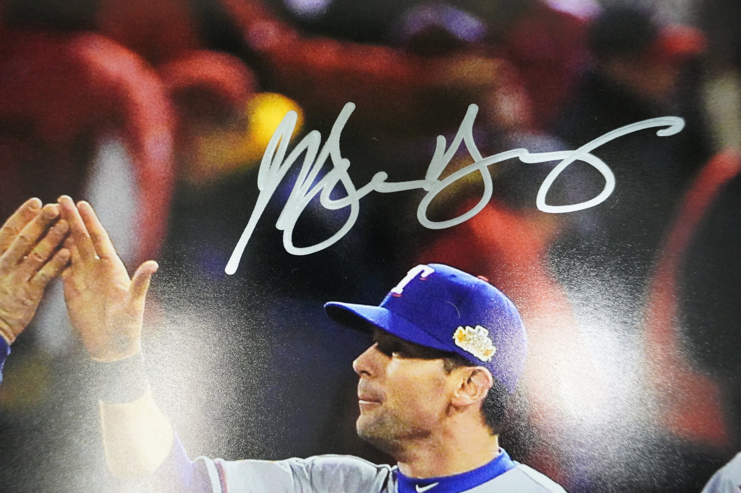 JOSH HAMILTON & MICHAEL YOUNG & IAN KINSLER TEXAS RANGERS SIGNED 16x20 BAS