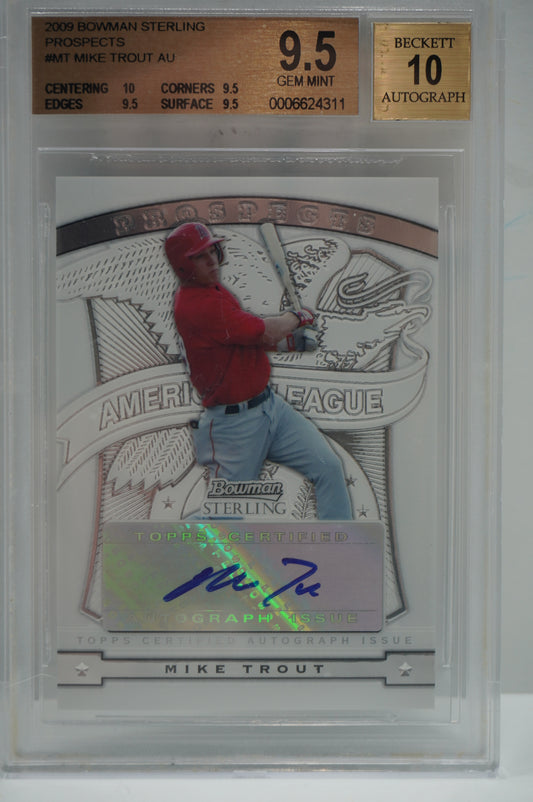 2009 Bowman Sterling M ike Trout prospects auto BGS 9.5