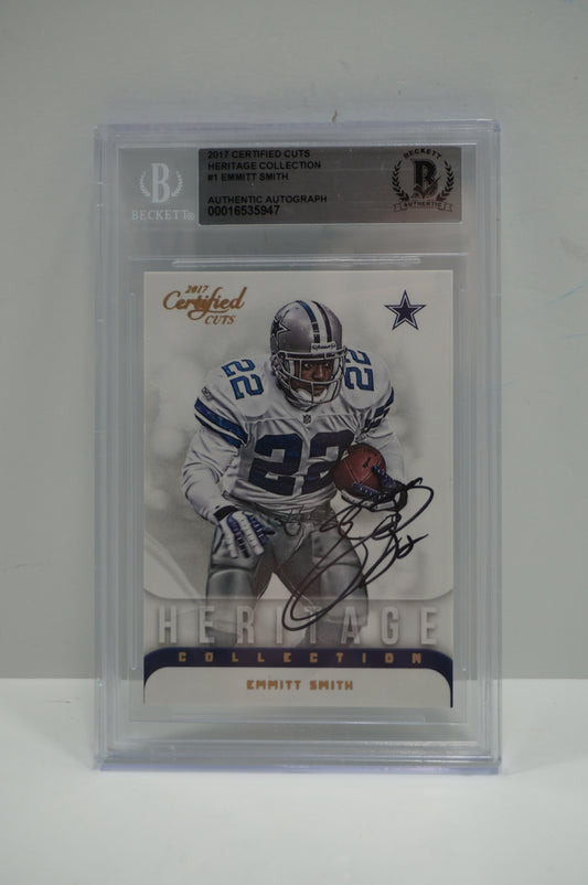 2017 Certified Cuts Heritage Collection Emmitt Smith 1 BGS Authentic (Gold)