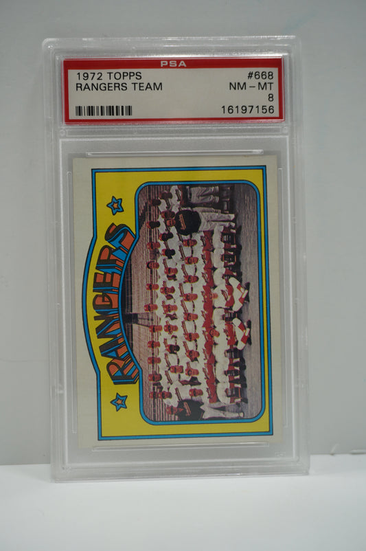 1972 Topps Rangers Team 668 PSA 8